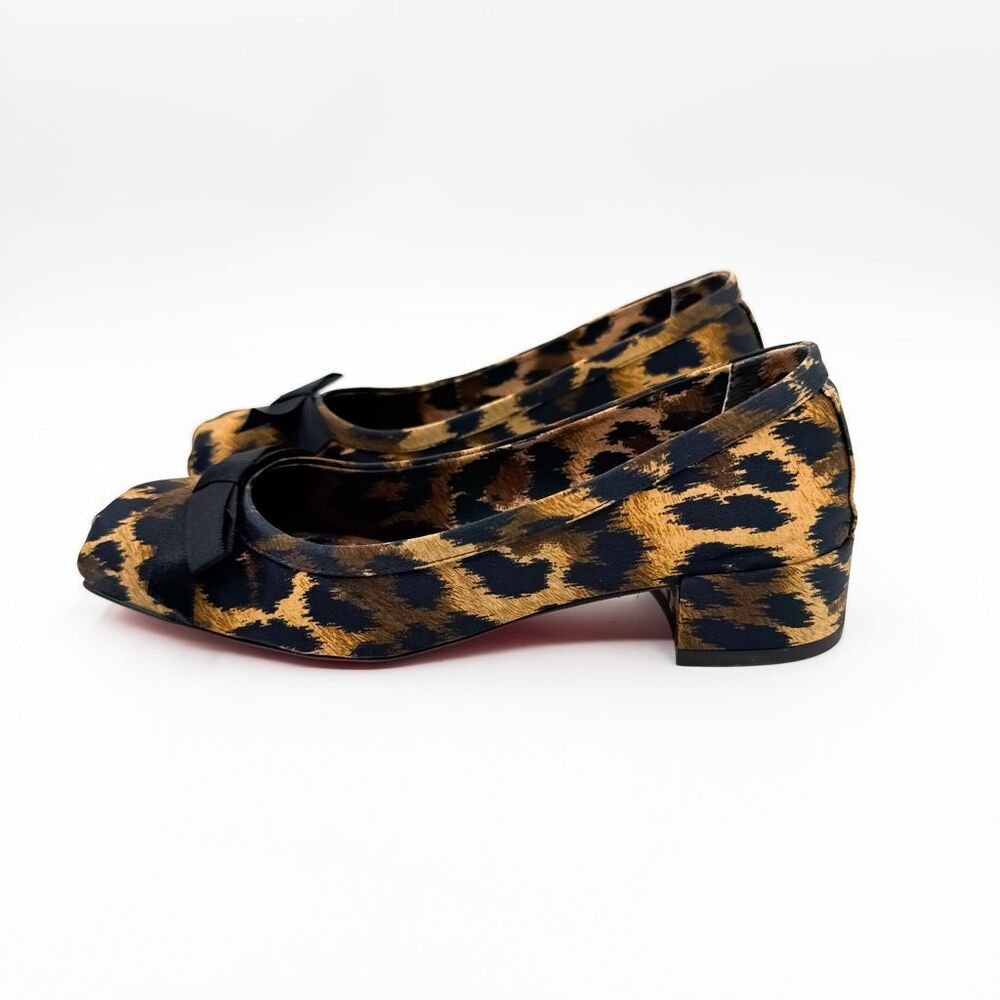 Christian Louboutin Mamaflirt 30 Satin Leopard Bow Ballet Flats EU 37.5 US 7.5 - Picture 7 of 12